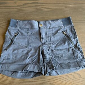 Athleta blue grey shorts with zipper pockets- size 8.